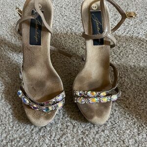 Elegant Brown Strappy Sandals with Rhinestone Accents Pageant